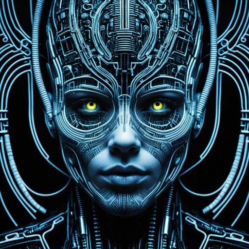 Surreal Synthetic Human with Neon Circuitry