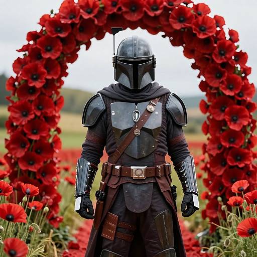 Samurai in Mandalorian Armor with Poppies