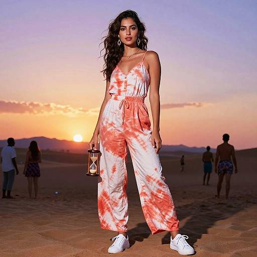 Boho Hourglass Woman at Desert Sunset