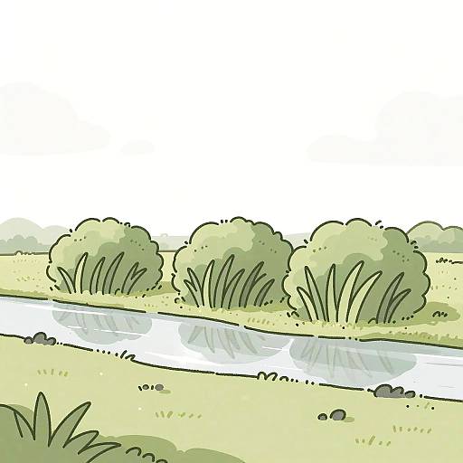 Minimalist Wetland Marsh Landscape