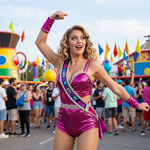 Vibrant Carnival Woman in Magenta
