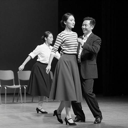 Dynamic Dance Scene in Black and White