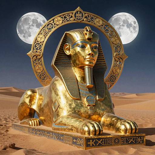 Astral Brass Sphinx with Twin Moons
