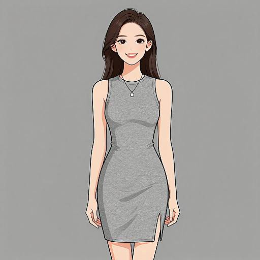 Smiling Woman in Minimalist Shift Dress