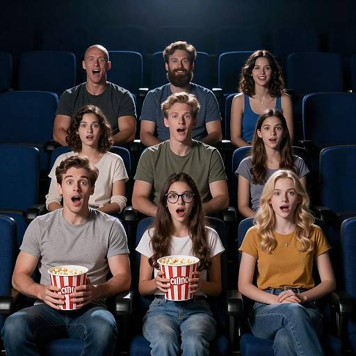 Exciting Movie Night in a Dark Theater