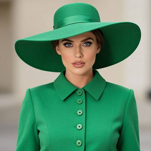 Elegant Woman in Vibrant Green Fashion