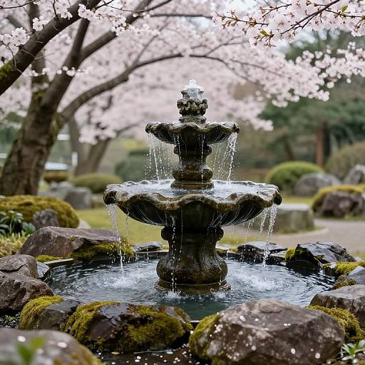 Serene Japanese Garden Fountain