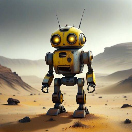 Retro Desert Robot in Vintage Sci-Fi Style