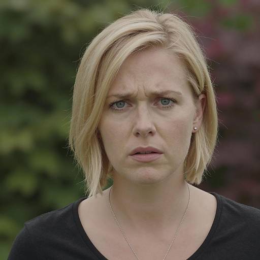 Concerned Blonde Woman in Nature