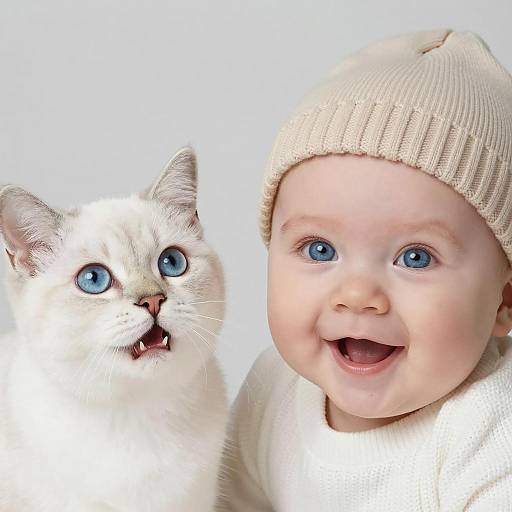 Charming Baby and Kitten Portrait