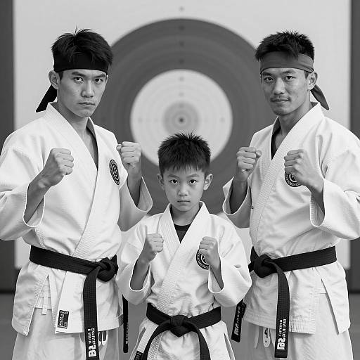 Martial Arts Triad in Black and White
