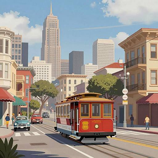 Classic San Francisco Street Scene Illustration