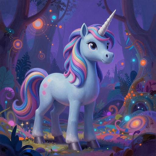 Psychedelic Neon Unicorn in Surreal Landscape