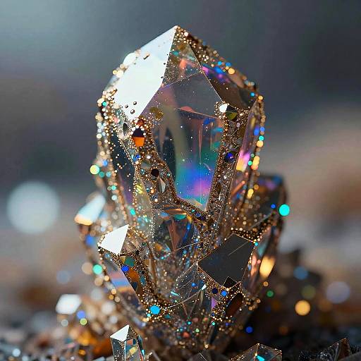 Vibrant Iridescent Bismuth Crystal Art