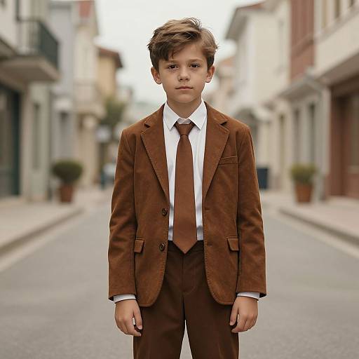 Retro Boy in Brown Jacket