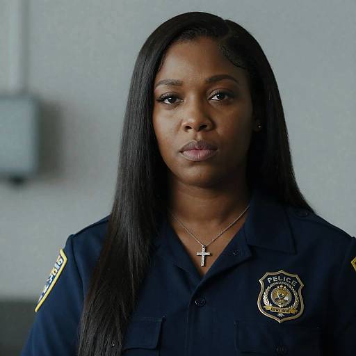 Serious Black Female Police Officer Portrait
