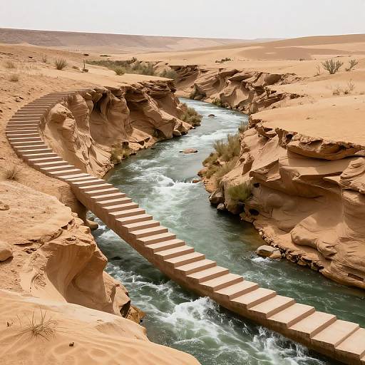 Surreal Desert River Spiral Stairs