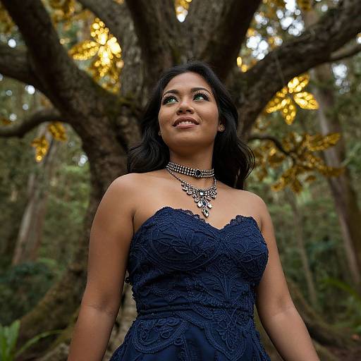 Enigmatic Melanesian Woman in Ethereal Forest