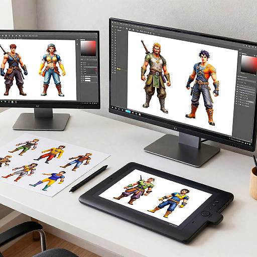 Creative Artist's Digital Character Desk