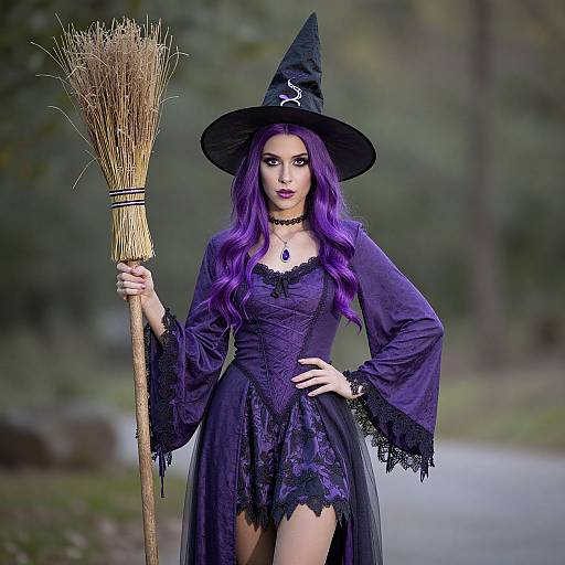 Purple Hair Adult Witch Costume