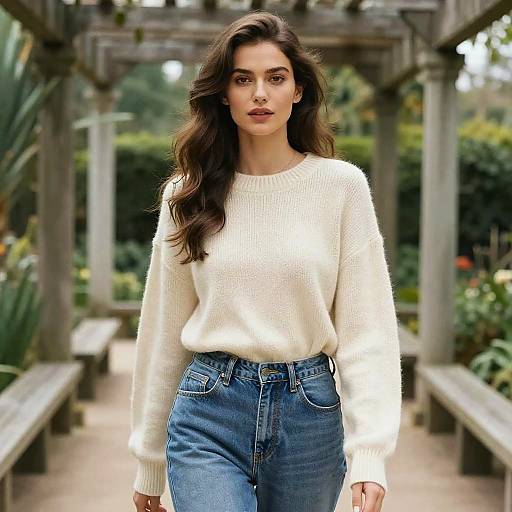 Casual Chic Woman in Botanical Garden