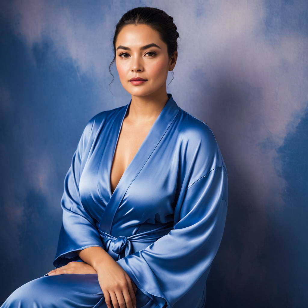 Relaxed Woman in Silk Robe Photoshoot