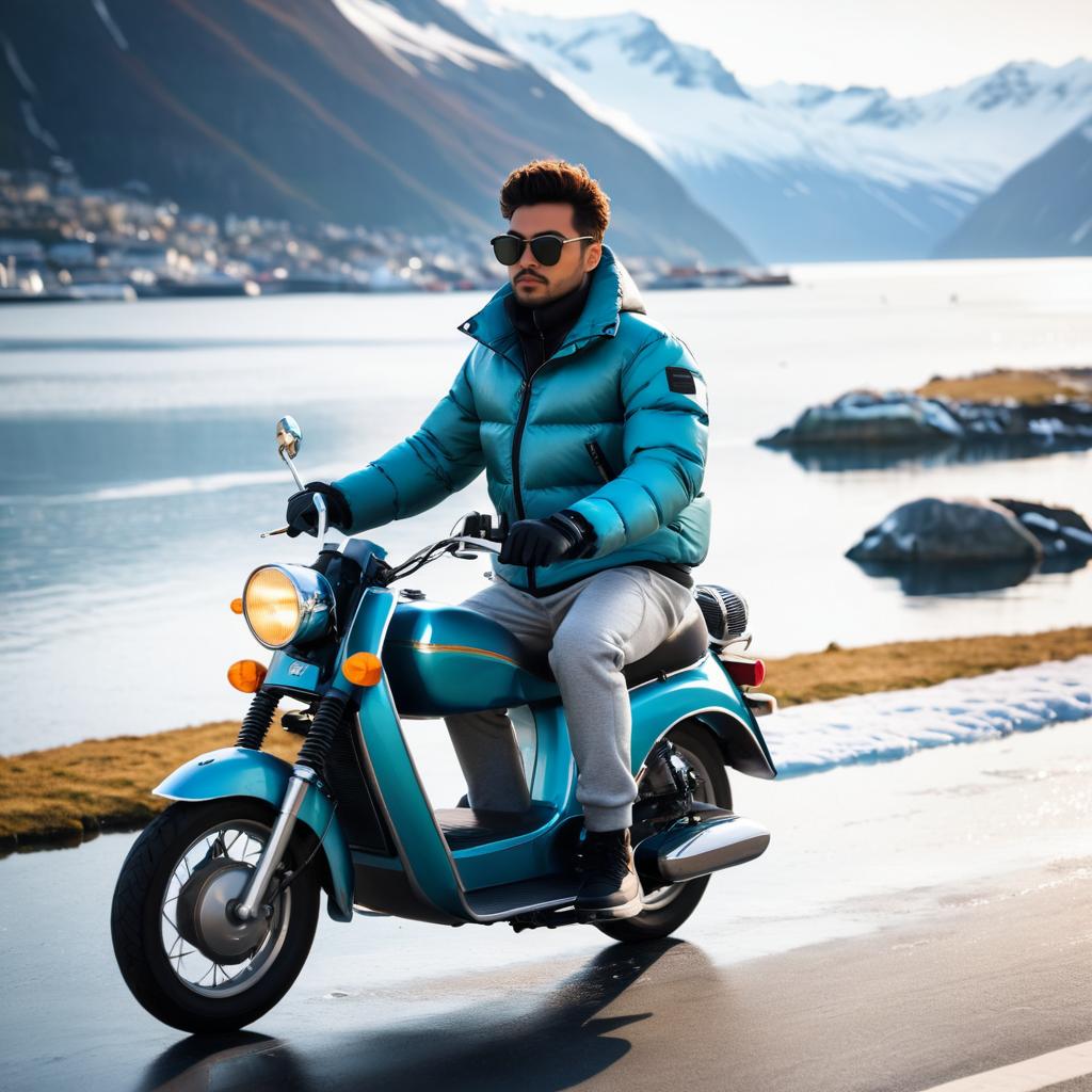 Chill Vibes: Moped Rider on Waterfront