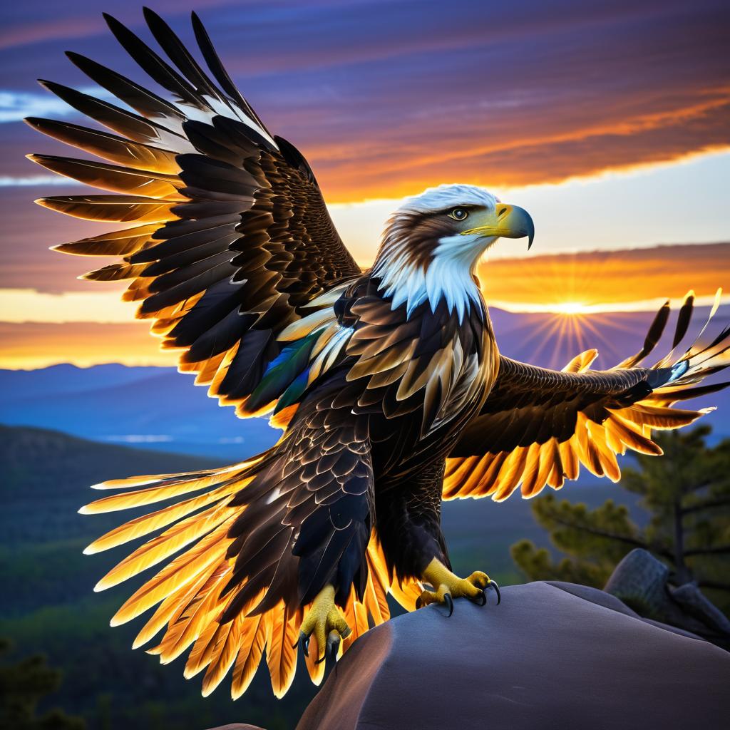 Majestic Eagle in Dramatic Sunset Landscape