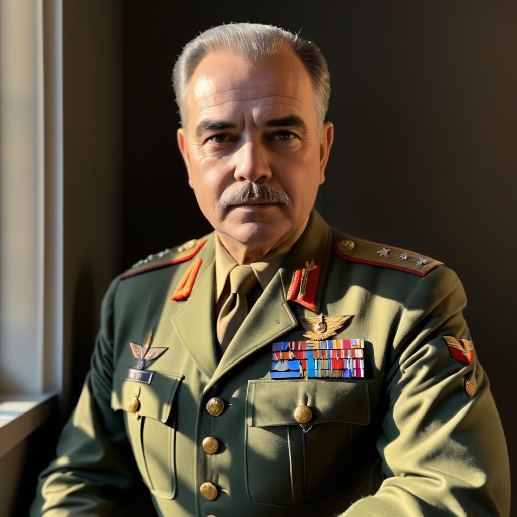 Distinguished Man in Military Uniform Portrait