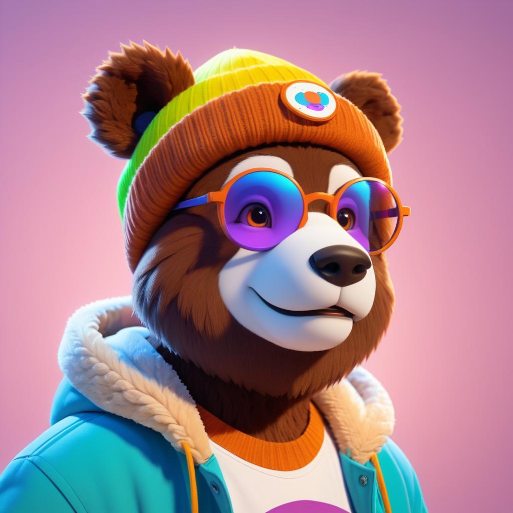 Vibrant Anthropomorphic Bear Art Profile