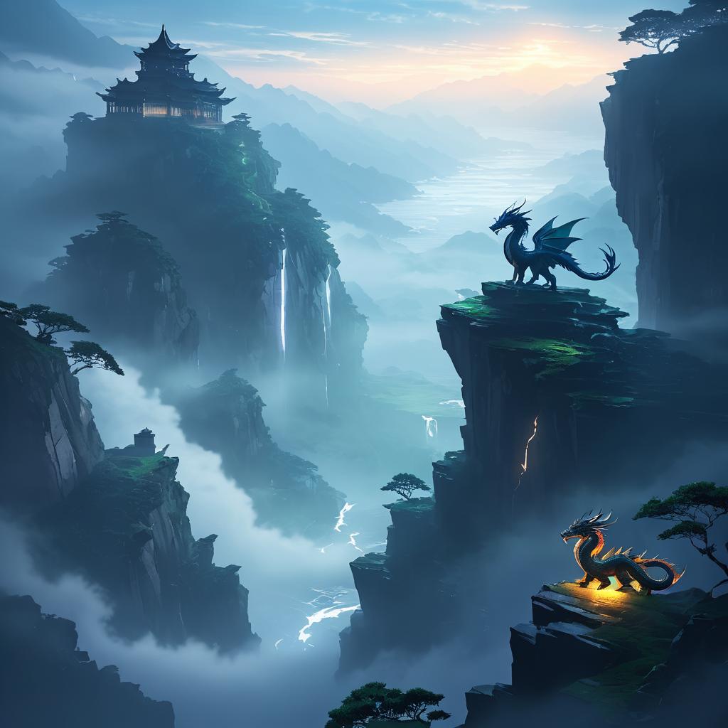 Majestic Dragon in Mystic Landscape