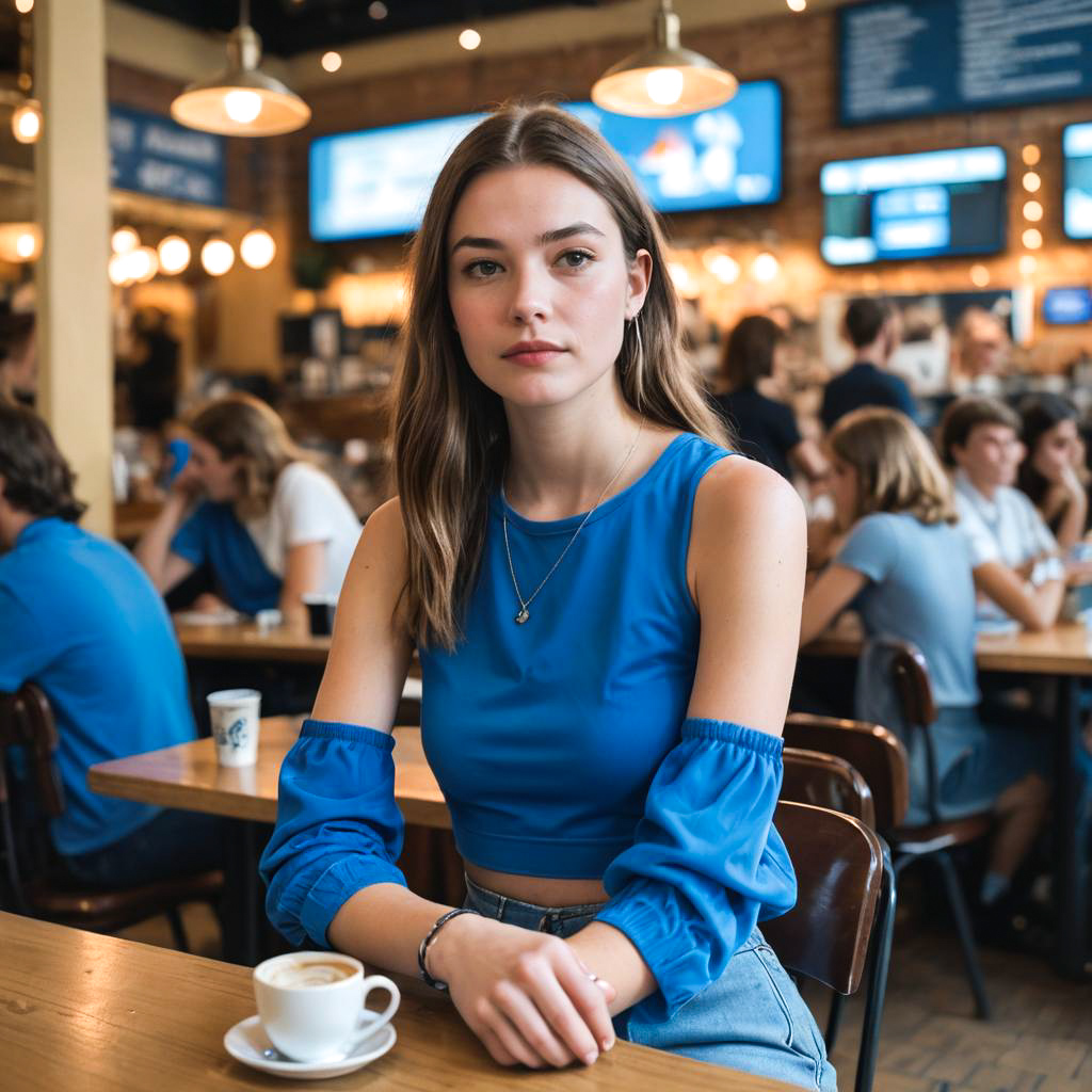 Contemplative Teen in Trendy Coffee Shop