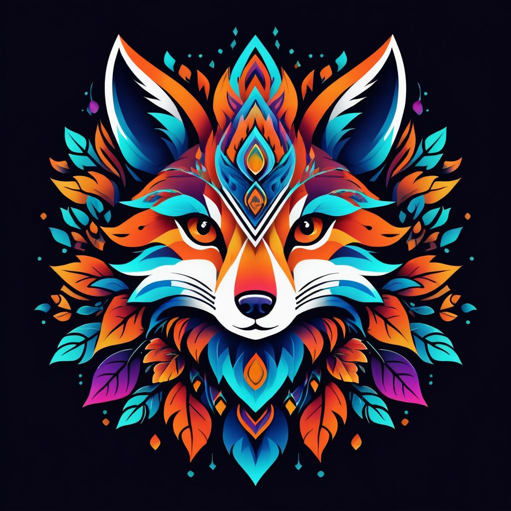 Vibrant Fox Tattoo Logo Design