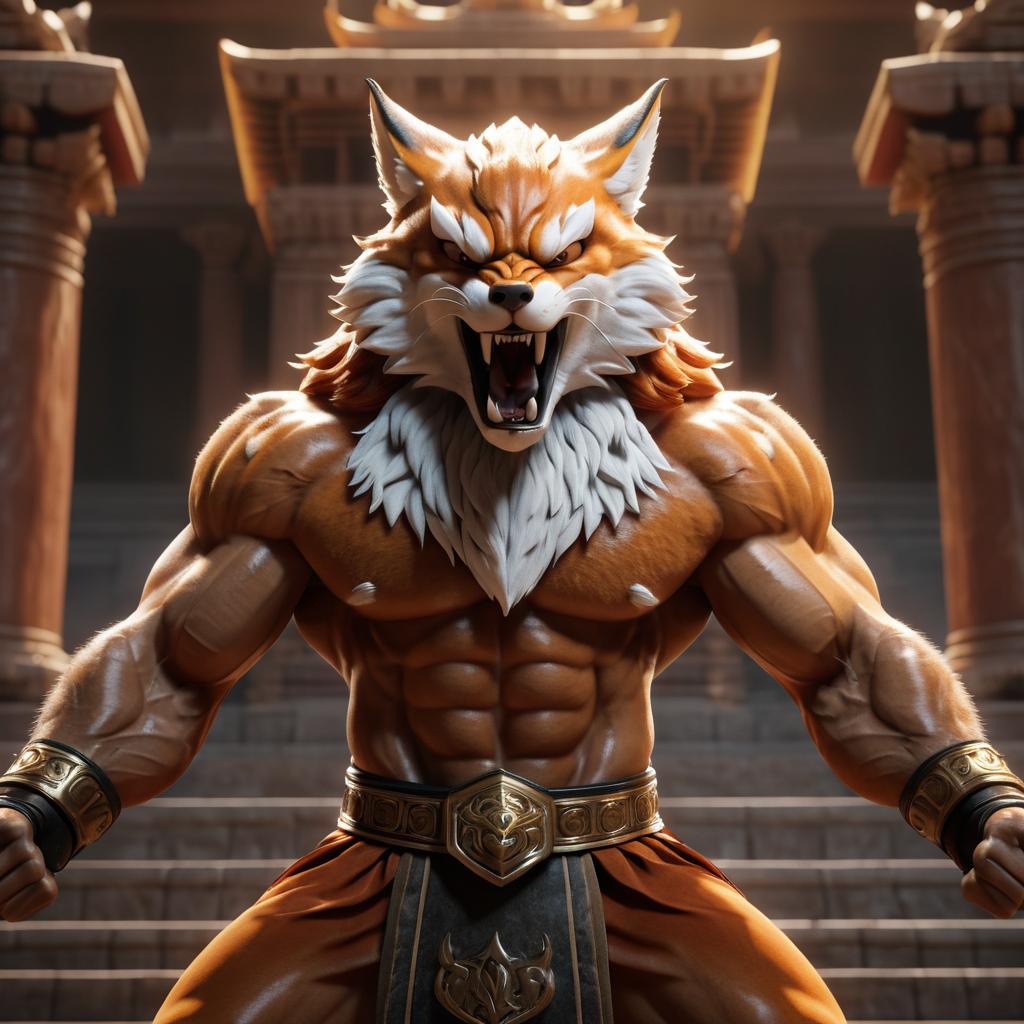 Vivid Portrait of an Angry Fox Warrior