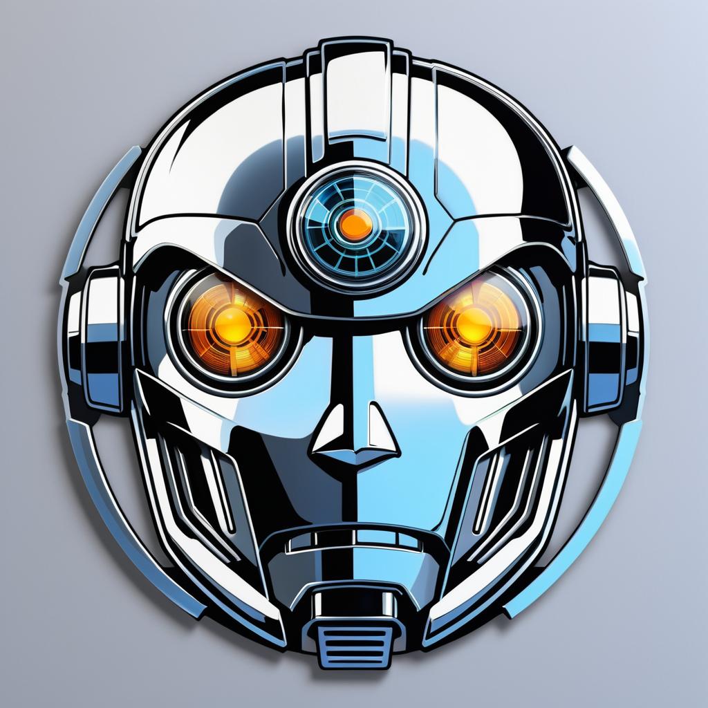 Polished Chrome Retro Robot Sticker Design