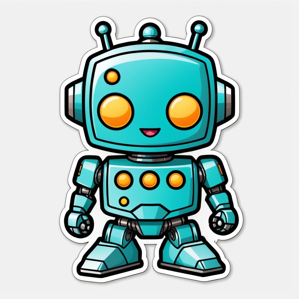 Kawaii Patina Robot Sticker Design