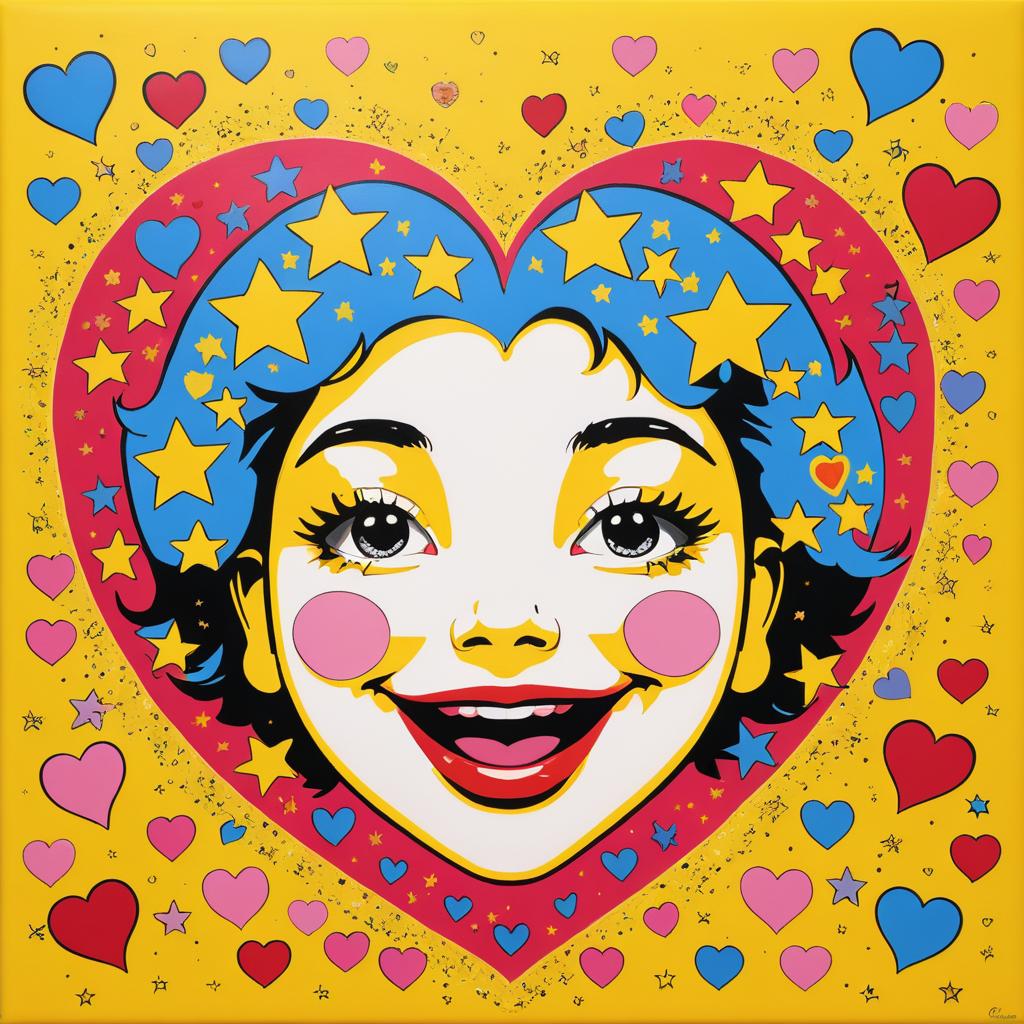 Joyful Heart Pop Art with Stars