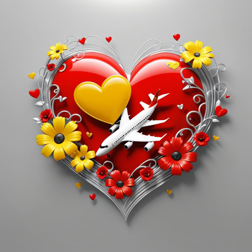 Heart and Flowers with Aircraft Art