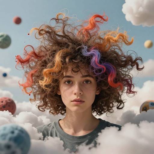 Surreal Dreamscape with Messy Hair