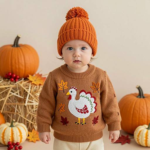 Adorable Newborn Thanksgiving Outfit Portrait
