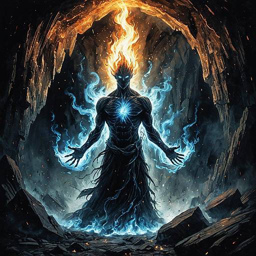 Elemental Spirit Rising from Mystic Flame
