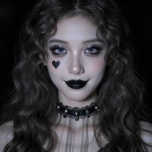 Pale Gothic E-girl Close-Up Portrait