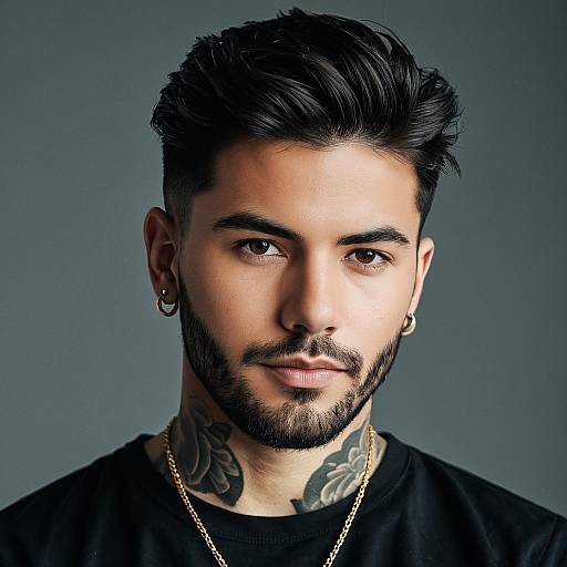 Modern Young Man with Tattoos and Jewelry
