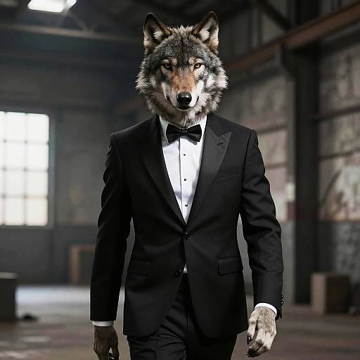 Charcoal Gray Wolf in Urban Tuxedo