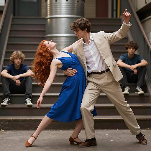 Dancing Duo in Industrial Setting