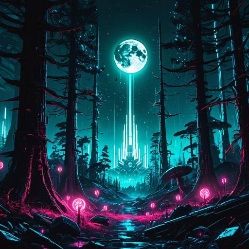 Bioluminescent Forest Under Alien Moon Bioluminescent Forest Under Alien Moon