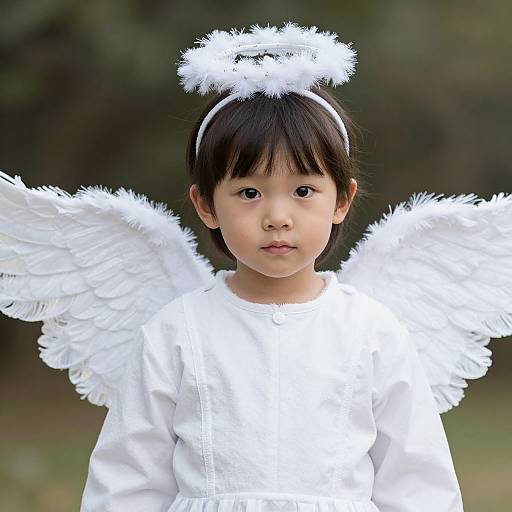 Child in White Cherub Costume