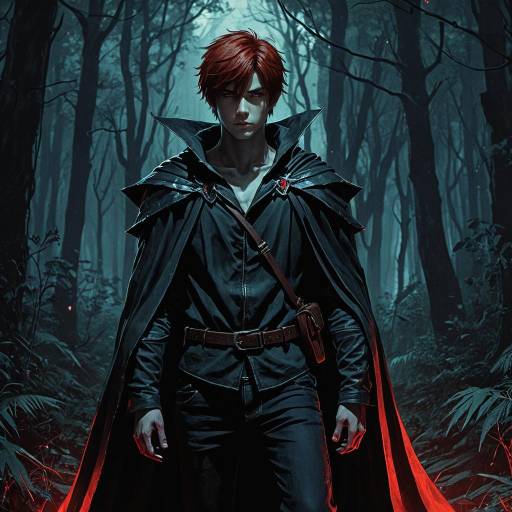 Auburn Haired Anime Necromancer in Dark Forest