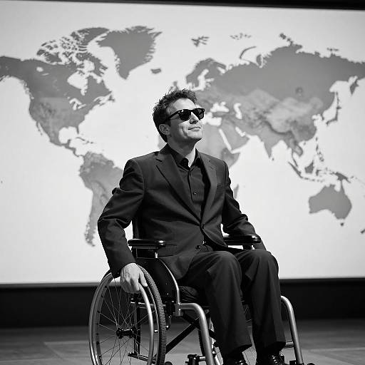 A Thoughtful Man Against a Global Map