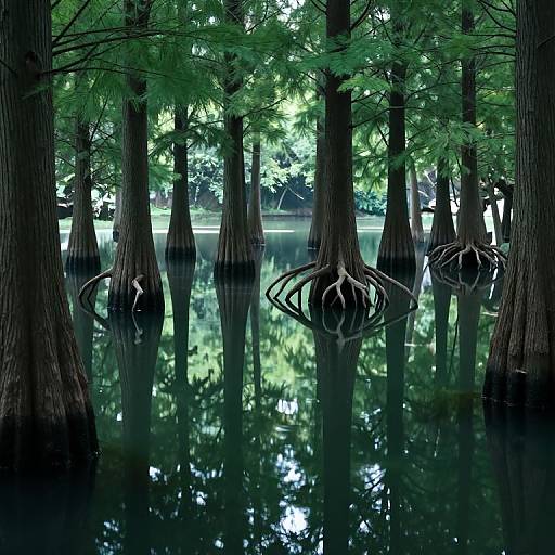 Inverted Forest Floating Above Water